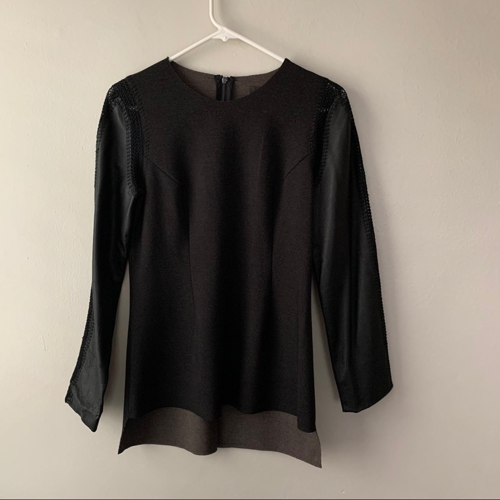 Stella & Jamie S Rio Knit Top Leather Sleeves - Picture 2 of 9